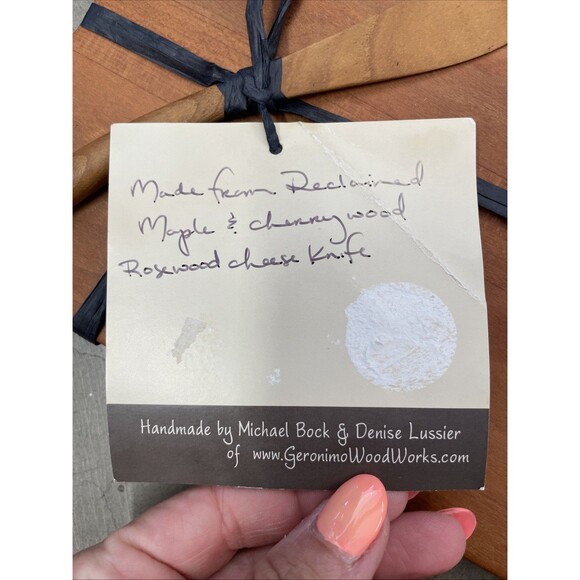 Maple & Cherry Cutting Board Cheese W/ Rosewood Spreader Gift Reclaimed Artisan - Picture 2 of 4